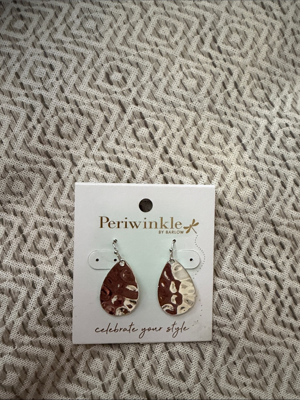 Periwinkle by Barlow Brown and Cream Patterned Teardrop Earrings